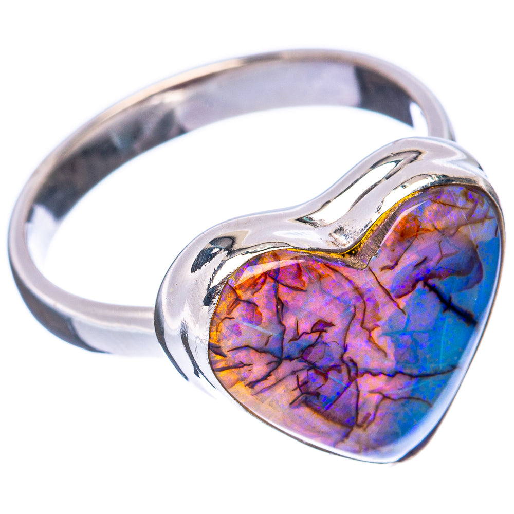 Rare Sterling Opal Heart Ring Size 8.25 (925 Sterling Silver) R3085