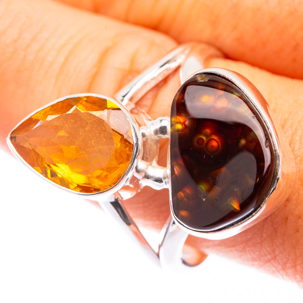 Mexican Fire Agate, Citrine Ring Size 11 (925 Sterling Silver) R141335