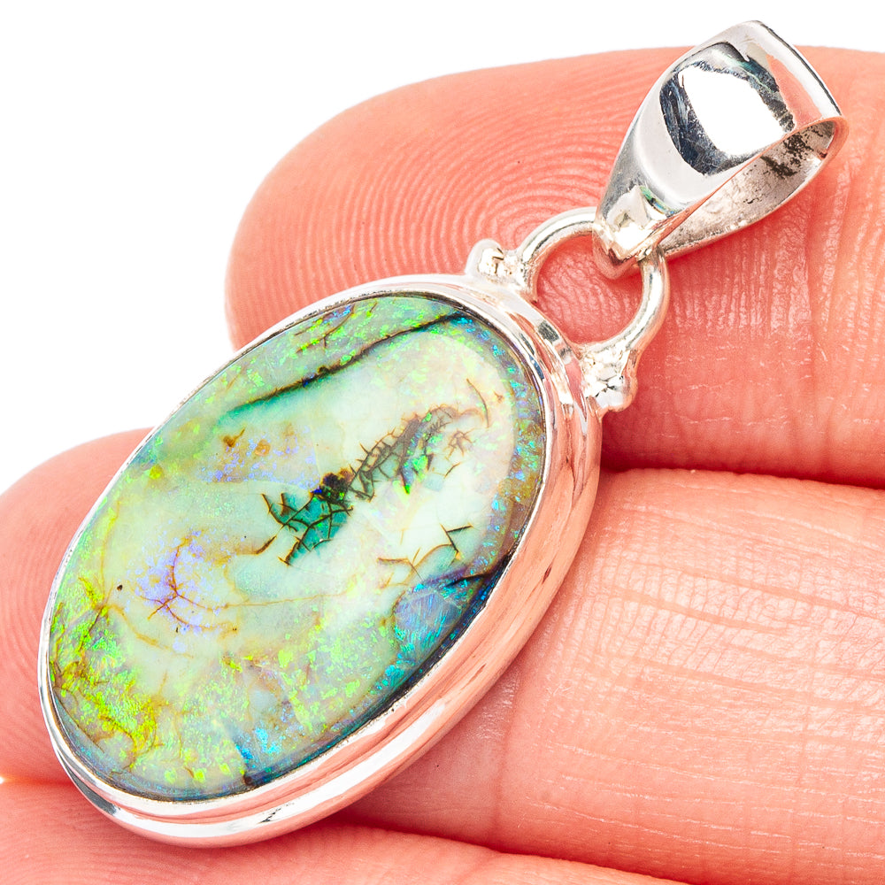 Rare Sterling Opal Pendant 1 3/8" (925 Sterling Silver) P43855
