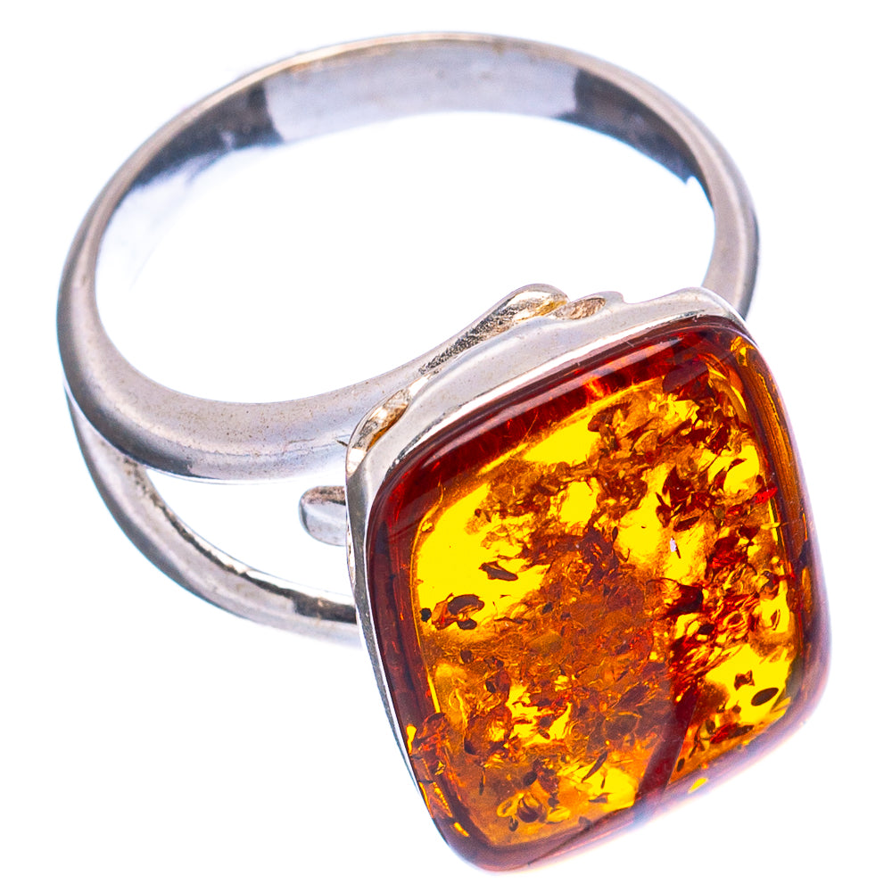 Baltic Amber Ring Size 6 Adjustable (.925 Sterling Silver)