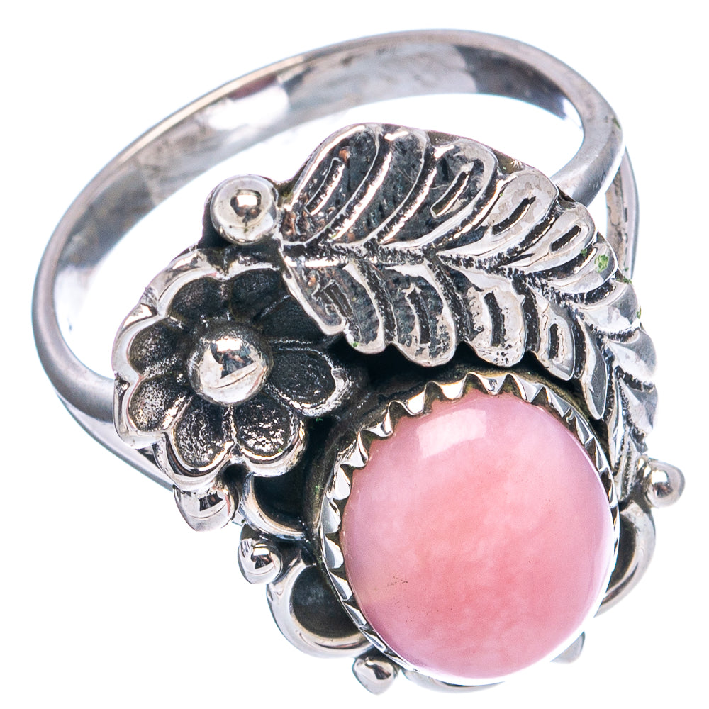 Native Style Pink Opal Ring Size 8 (.925 Sterling Silver)