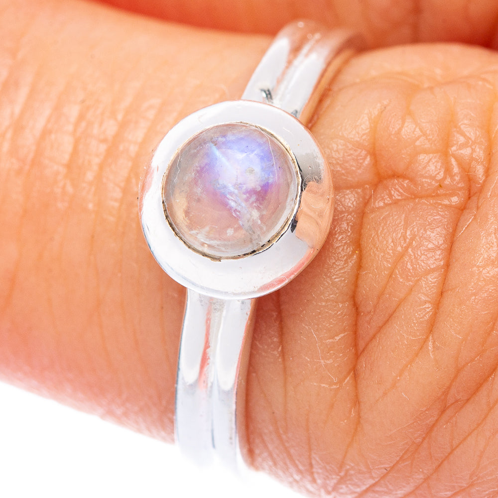 Rainbow Moonstone Dainty Ring Size 6 (925 Sterling Silver) R145843