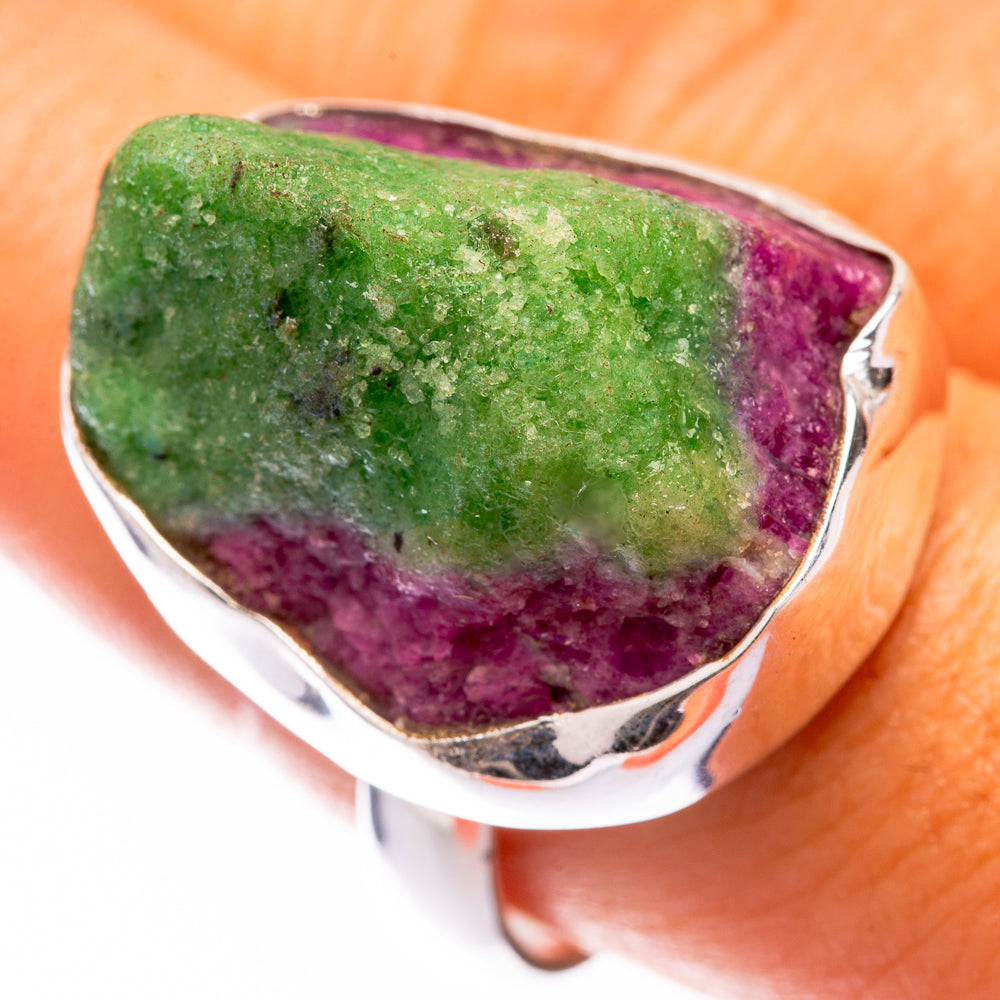 Large Rough Ruby Zoisite Ring Size 9 (925 Sterling Silver) R140803