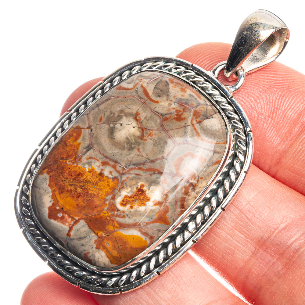 Mushroom Rhyolite 925 Sterling Silver Pendant 2"