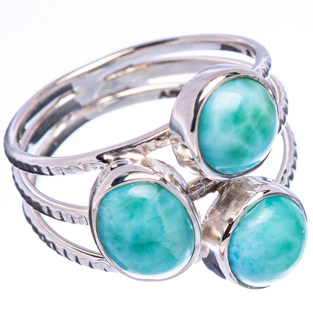 Premium Larimar Ring Size 7.75 (.925 Sterling Silver)