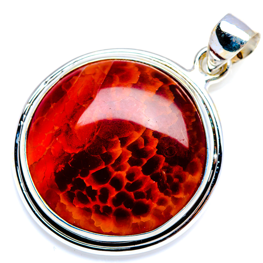 Fire Crab Agate 925 Sterling Silver Pendant 1 1/2" (925 Sterling Silver) PD38431