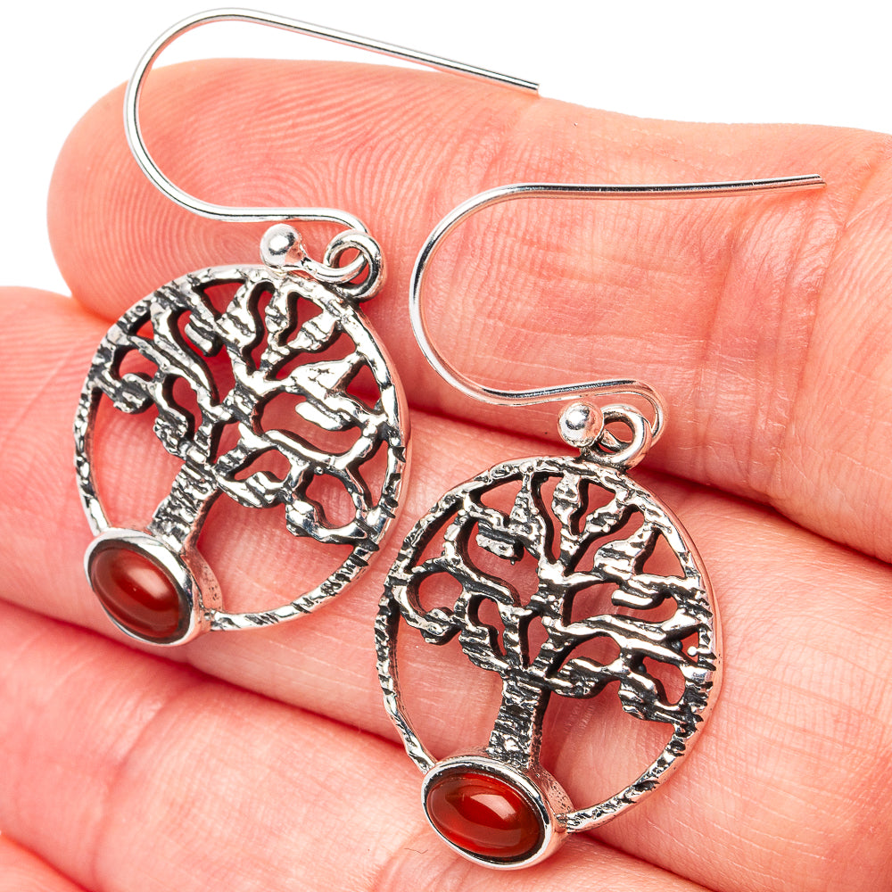 Carnelian Earrings 1 3/8" (925 Sterling Silver) E3125