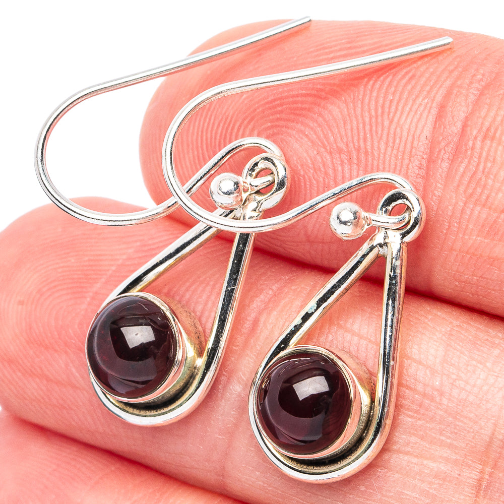 Garnet Earrings 1 1/4" (925 Sterling Silver) E2937