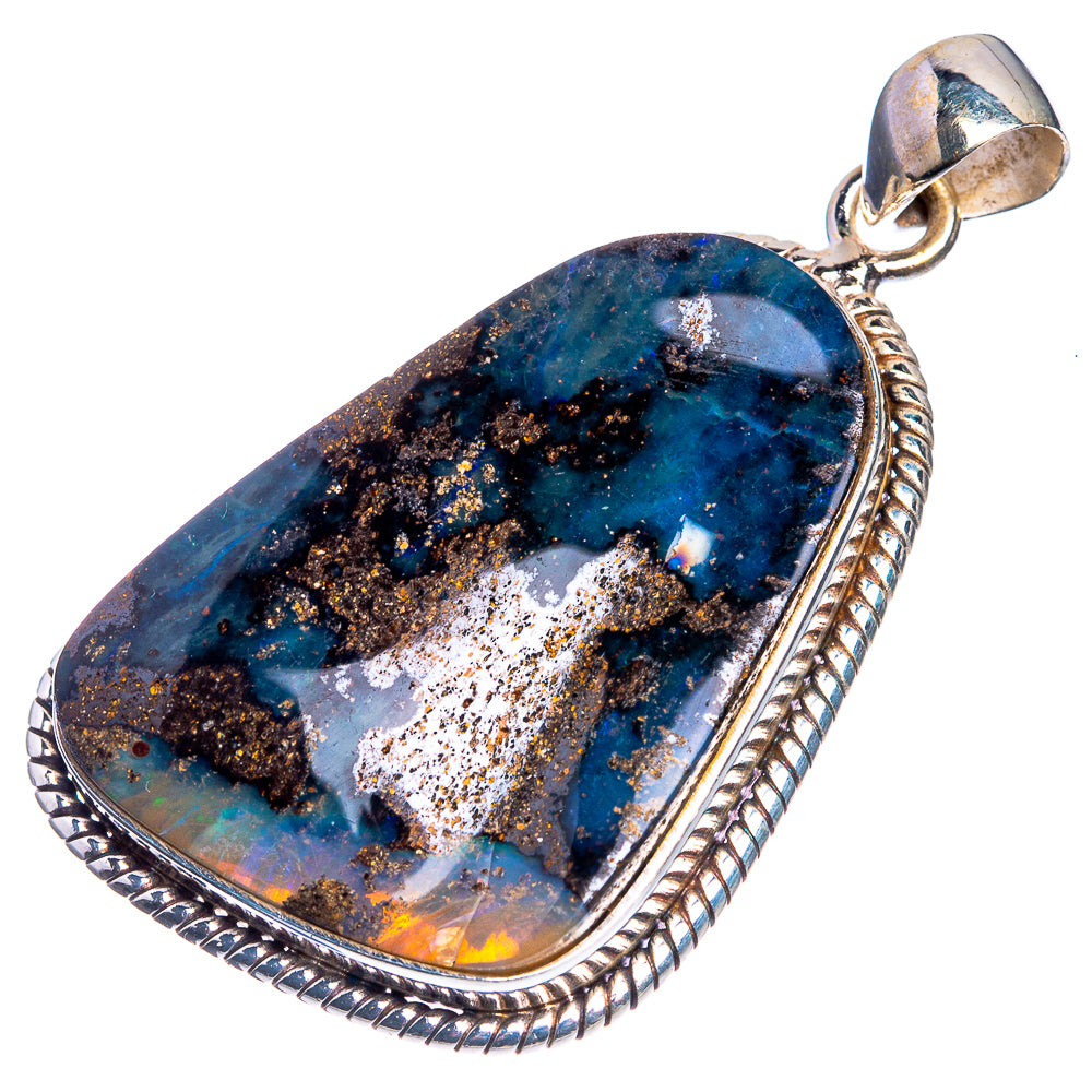 Australia Boulder Opal 925 Sterling Silver Pendant 1 3/4"