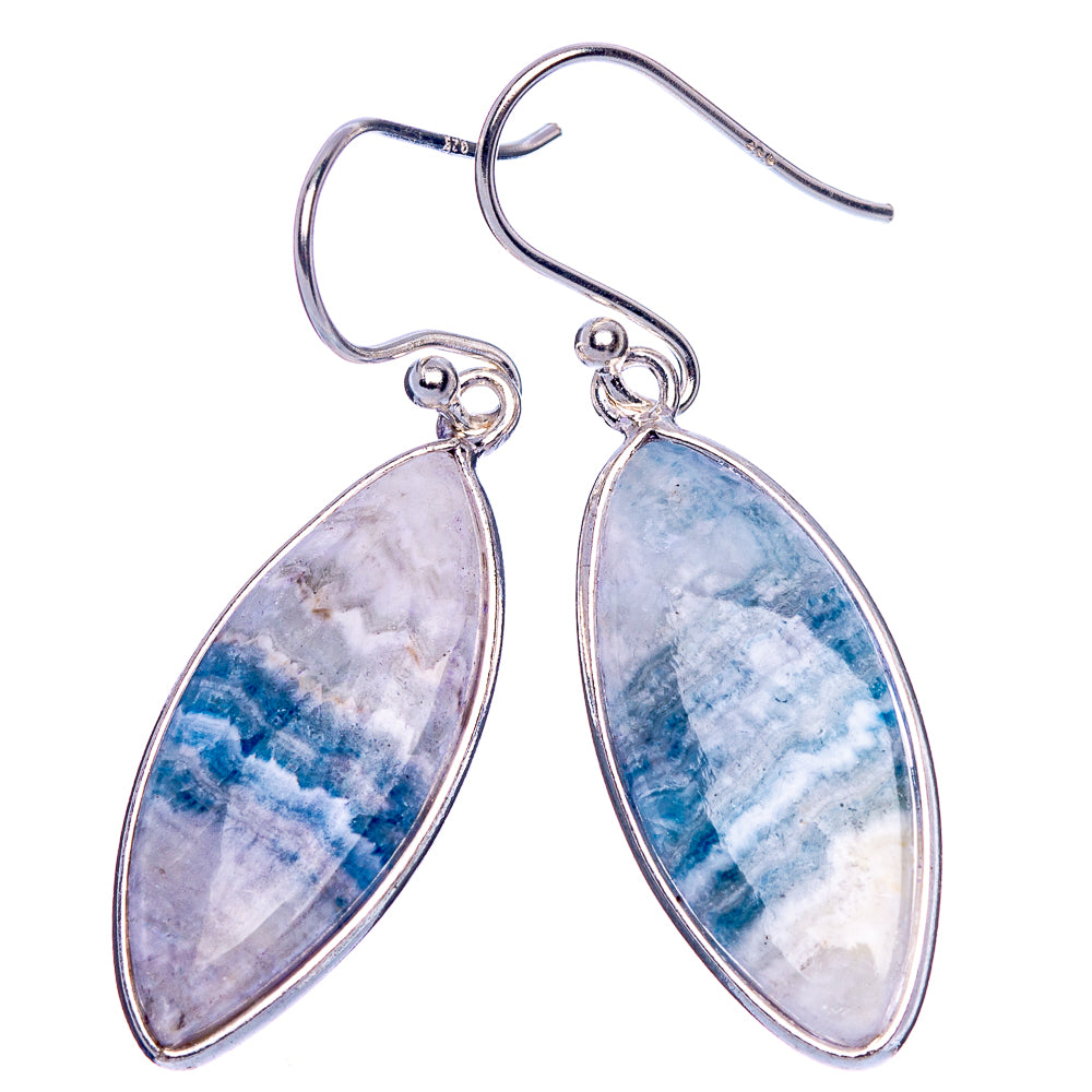 Blue Scheelite 925 Sterling Silver Earrings 1 5/8" Ana Co E1164
