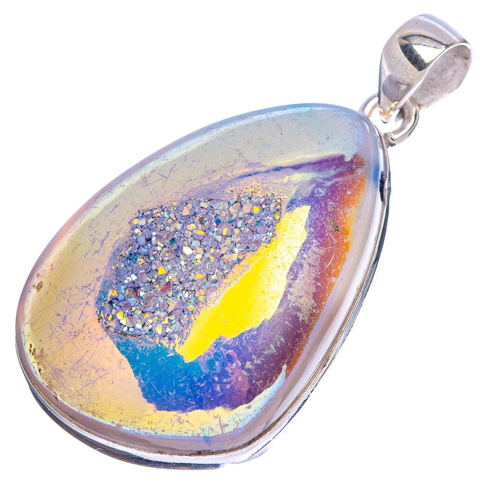 Titanium Druzy Pendant 1 3/4" (925 Sterling Silver) P43113