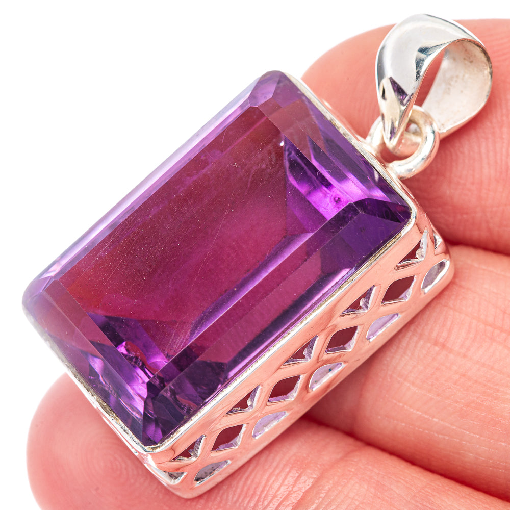 Faceted Premium Amethyst Pendant 1 3/8" (925 Sterling Silver) P39874