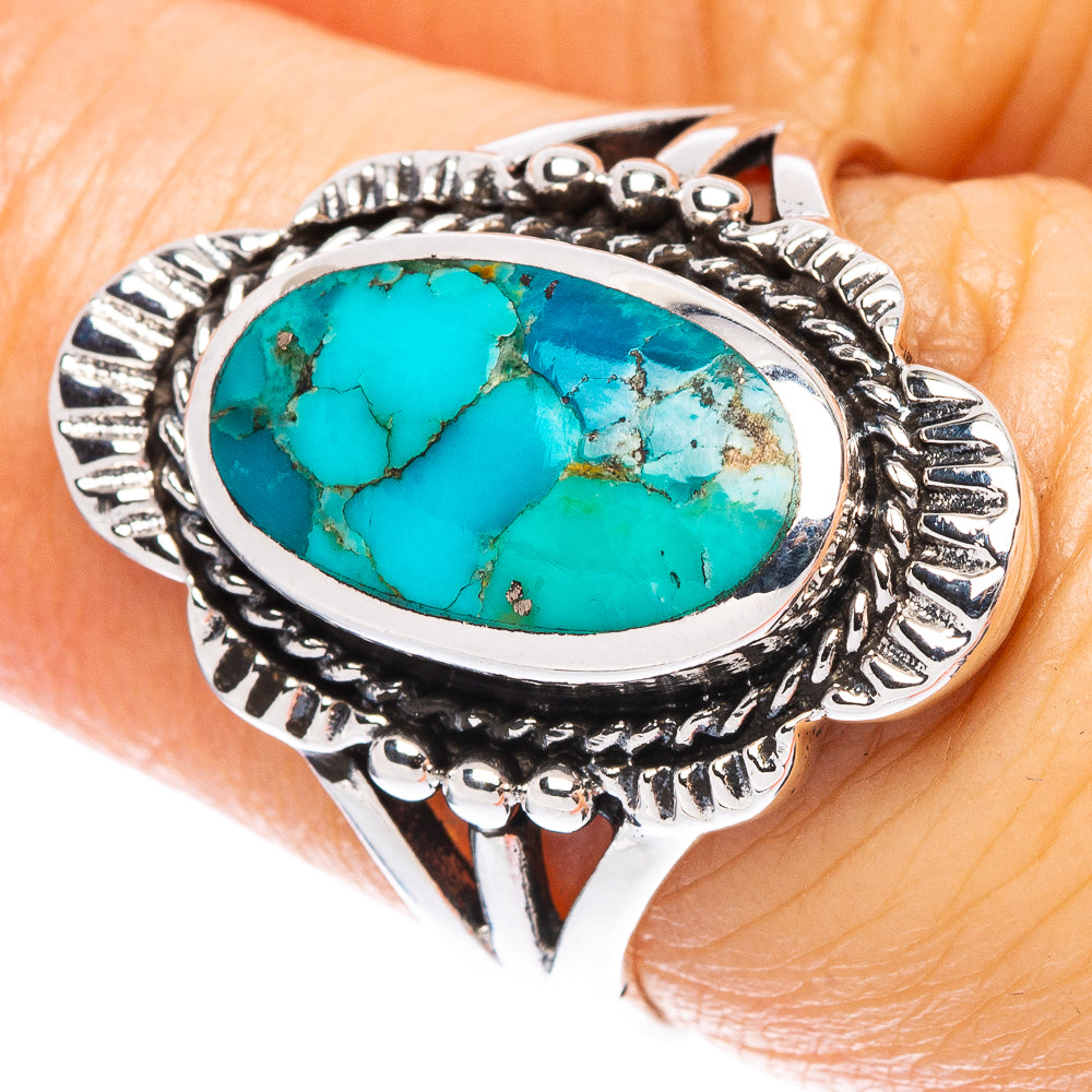 Blue Copper Composite Turquoise Ring Size 7 (925 Sterling Silver) R2495
