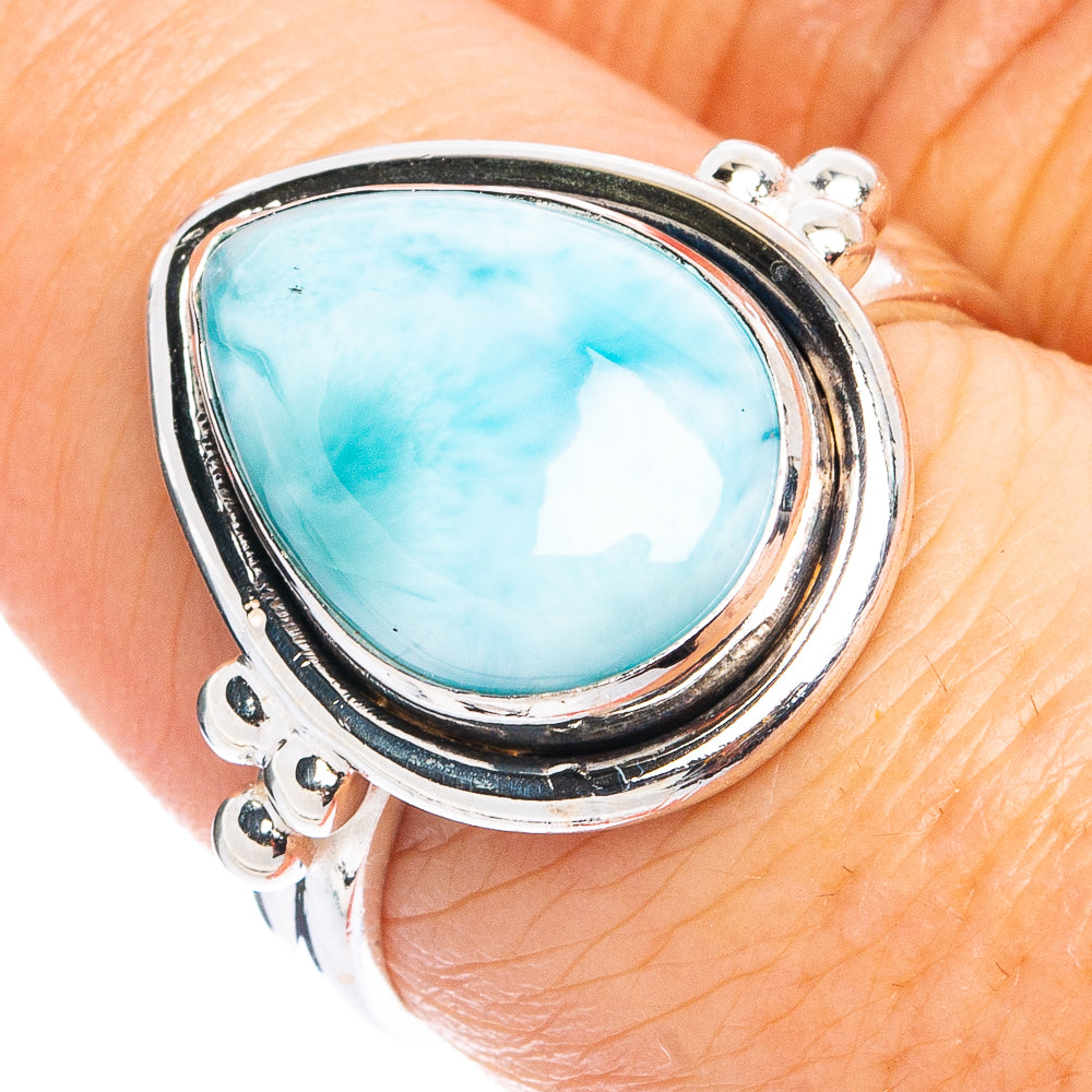 Rare Larimar Ring Size 7.5 (.925 Sterling Silver)