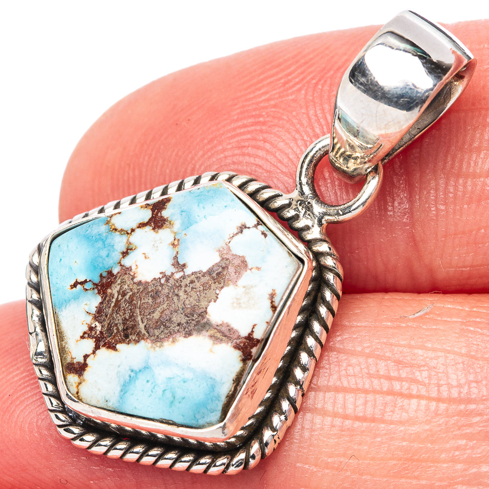 Rare Golden Hills Turquoise Pendant 1 1/4" (925 Sterling Silver) P42706