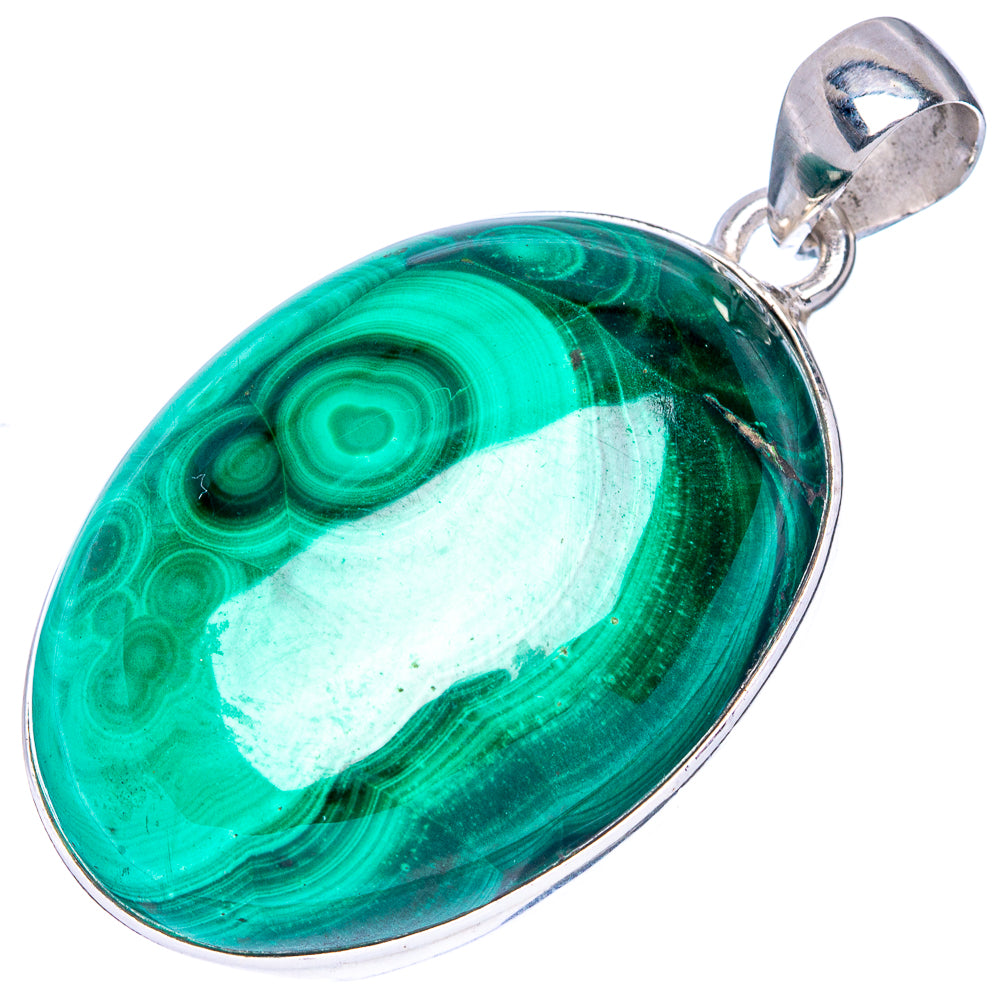 Malachite Pendant 1 5/8" (925 Sterling Silver) P42166
