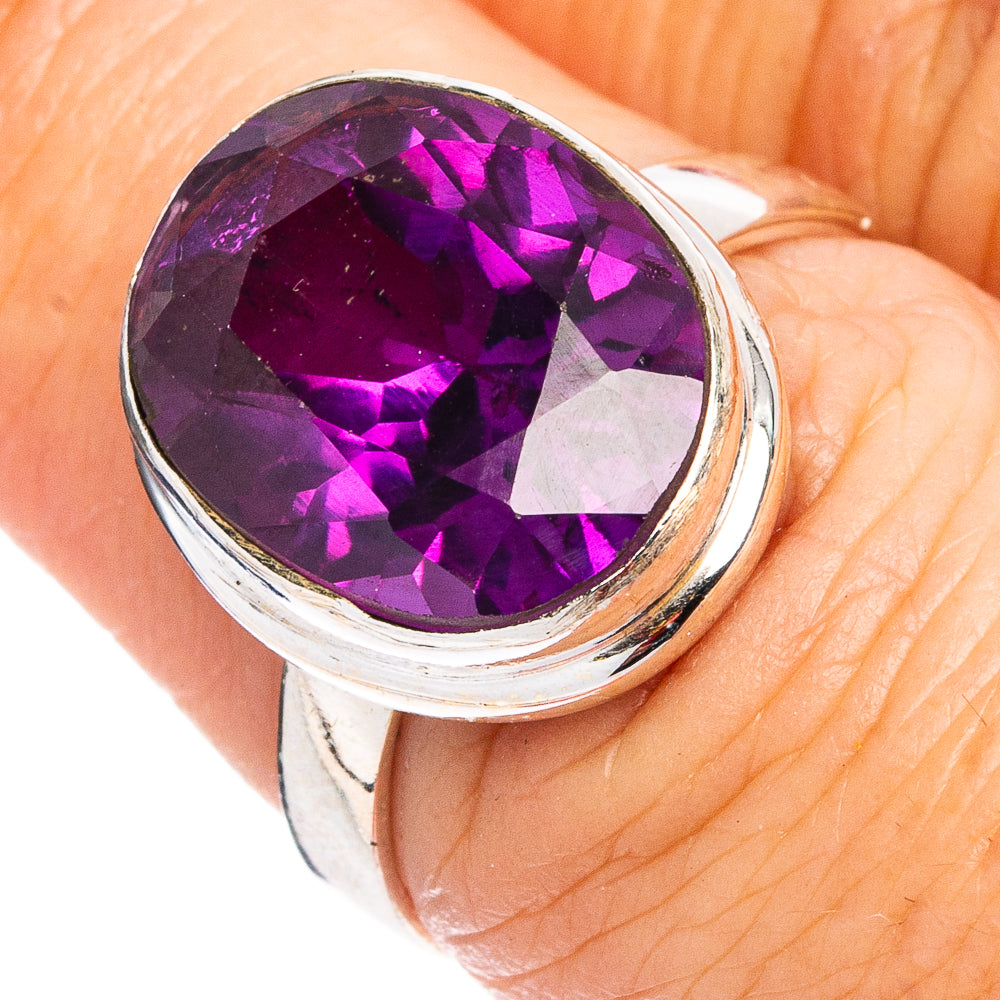 Lab Created Faceted Alexandrite Ring Size 6.75 (.925 Sterling Silver)