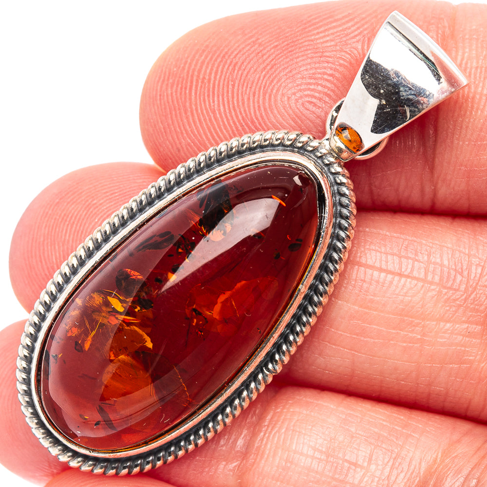 Baltic Amber Pendant 1 3/4" (.925 Sterling Silver)