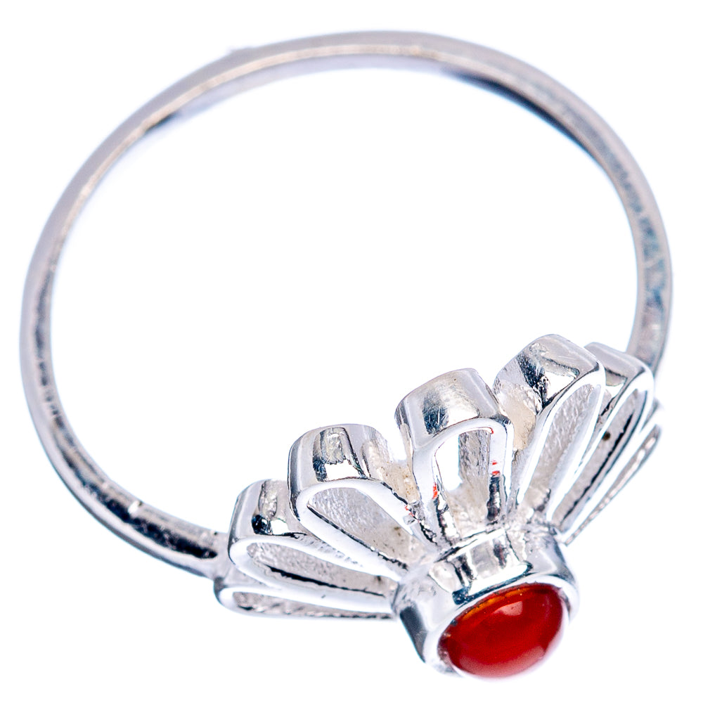 Carnelian Daisy Dainty Ring Size 7.75 (.925 Sterling Silver)