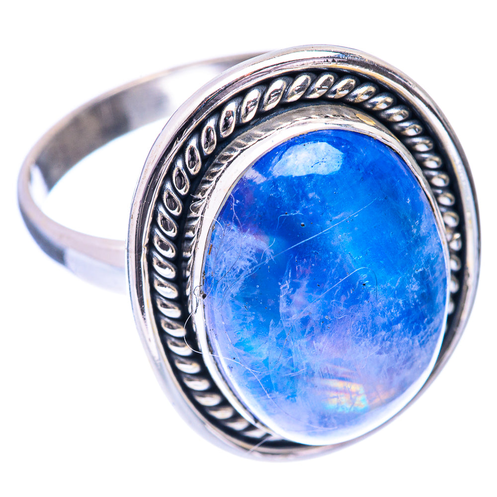 Rainbow Moonstone Ring Size 10.5 (925 Sterling Silver) R140903
