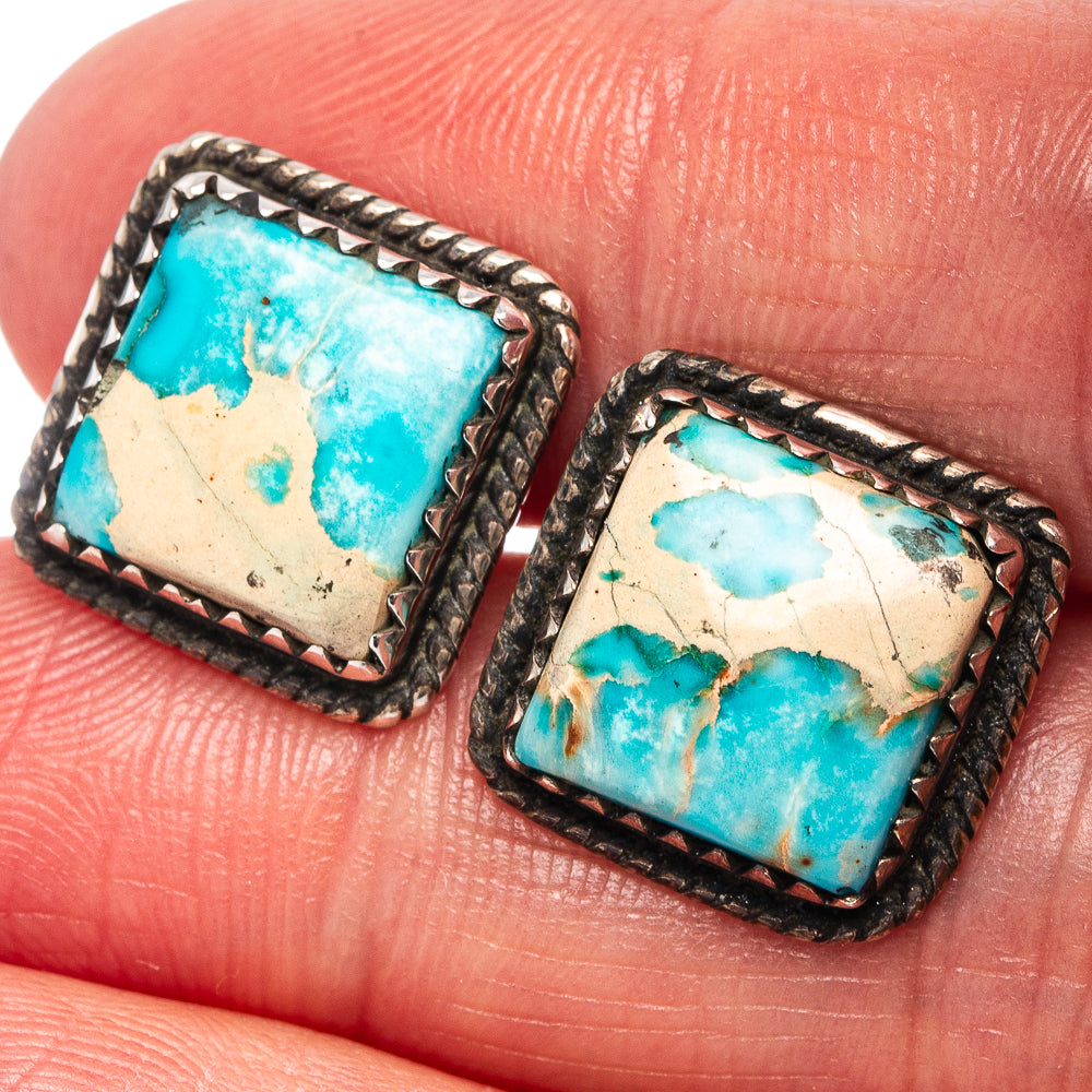 Blue Imperial Jasper Earrings 1/2" (.925 Sterling Silver)