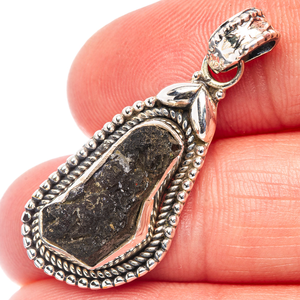 Moldavite Pendant 1 3/8" (.925 Sterling Silver)