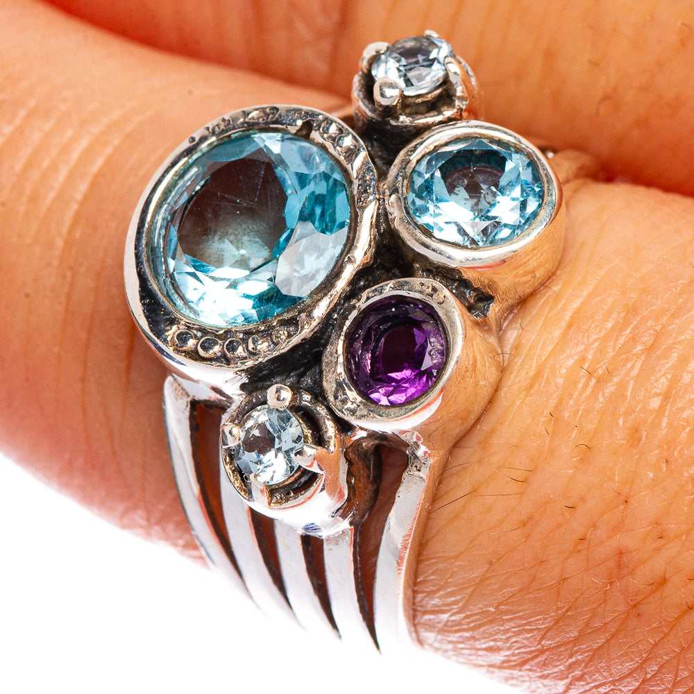 Blue Topaz, Amethyst Ring Size 8 (925 Sterling Silver) R147237