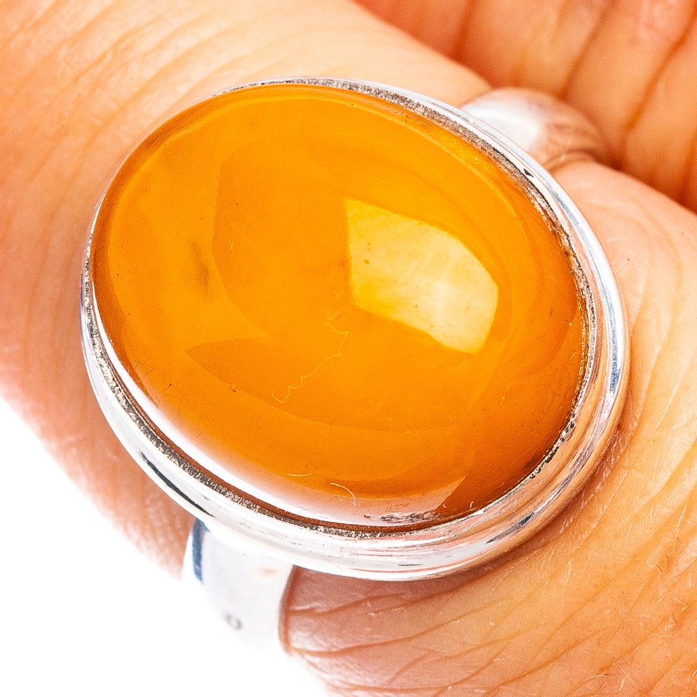 Bone Amber Ring Size 7 (.925 Sterling Silver)