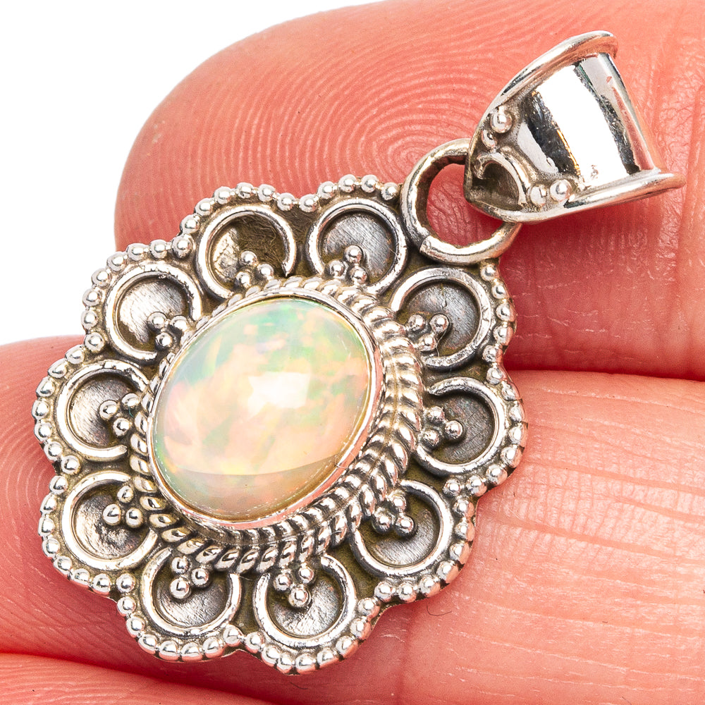 Rare Ethiopian Opal Pendant 1 1/8" (925 Sterling Silver) P40441
