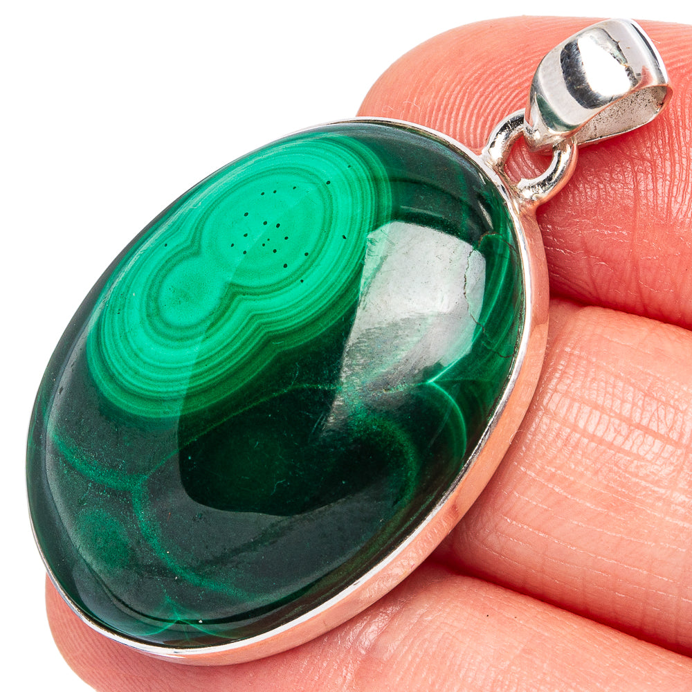 Malachite Pendants 1 5/8" (925 Sterling Silver) P43213
