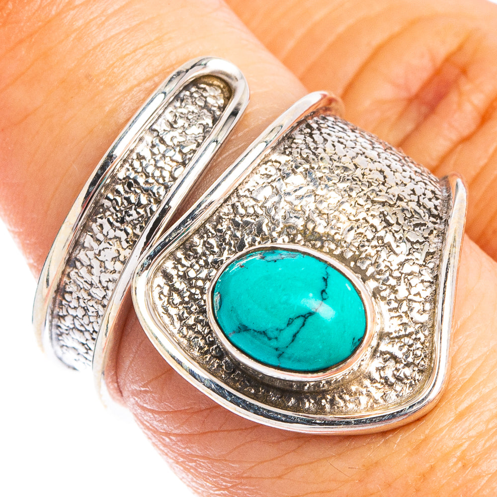 Dainty Turquoise Howlite Ring Size 7 (925 Sterling Silver) R8610