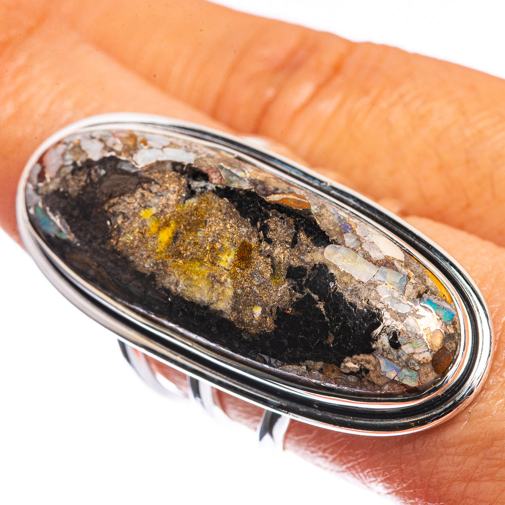 Huge Brecciated Ethiopian Opal 925 Sterling Silver Ring Size 8.75