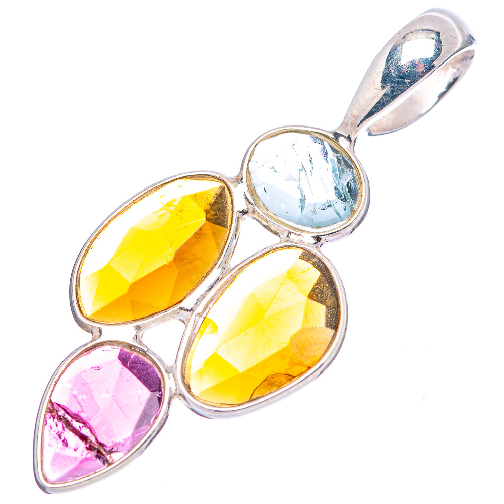 Rare Faceted Tourmaline Pendant 1 3/8" (.925 Sterling Silver)
