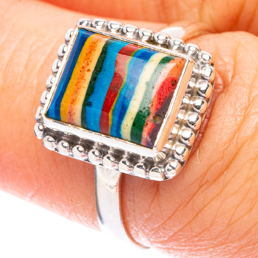 Rainbow Calsilica Ring Size 7.25 (925 Sterling Silver) R146800