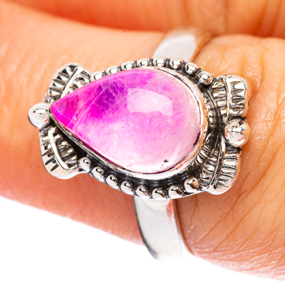 Pink Moonstone Ring Size 7.25 (925 Sterling Silver) R3771