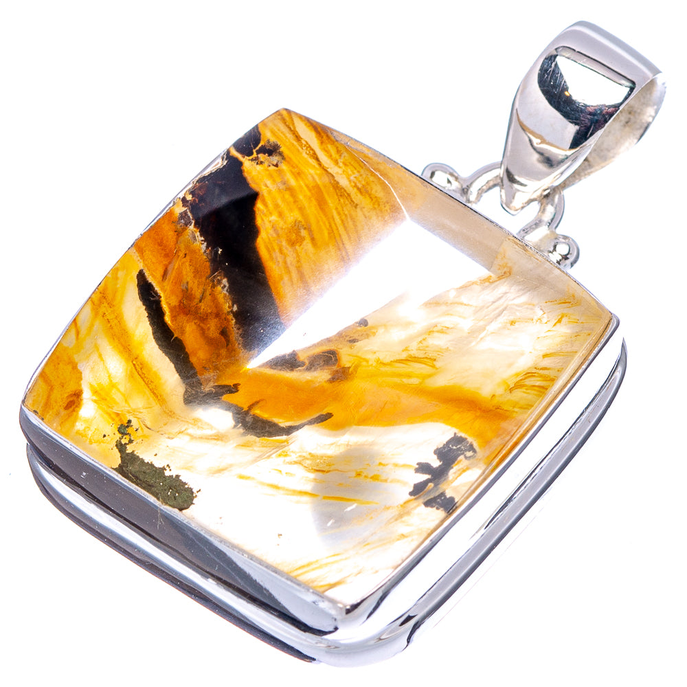 Russian Dendritic Scenic Agate Pendant 1 1/4" (.925 Sterling Silver)