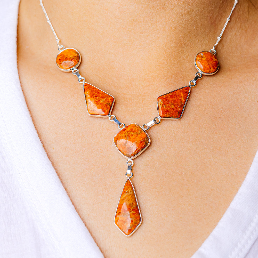 Sponge Coral Necklace 16.25 (925 Sterling Silver) N90174