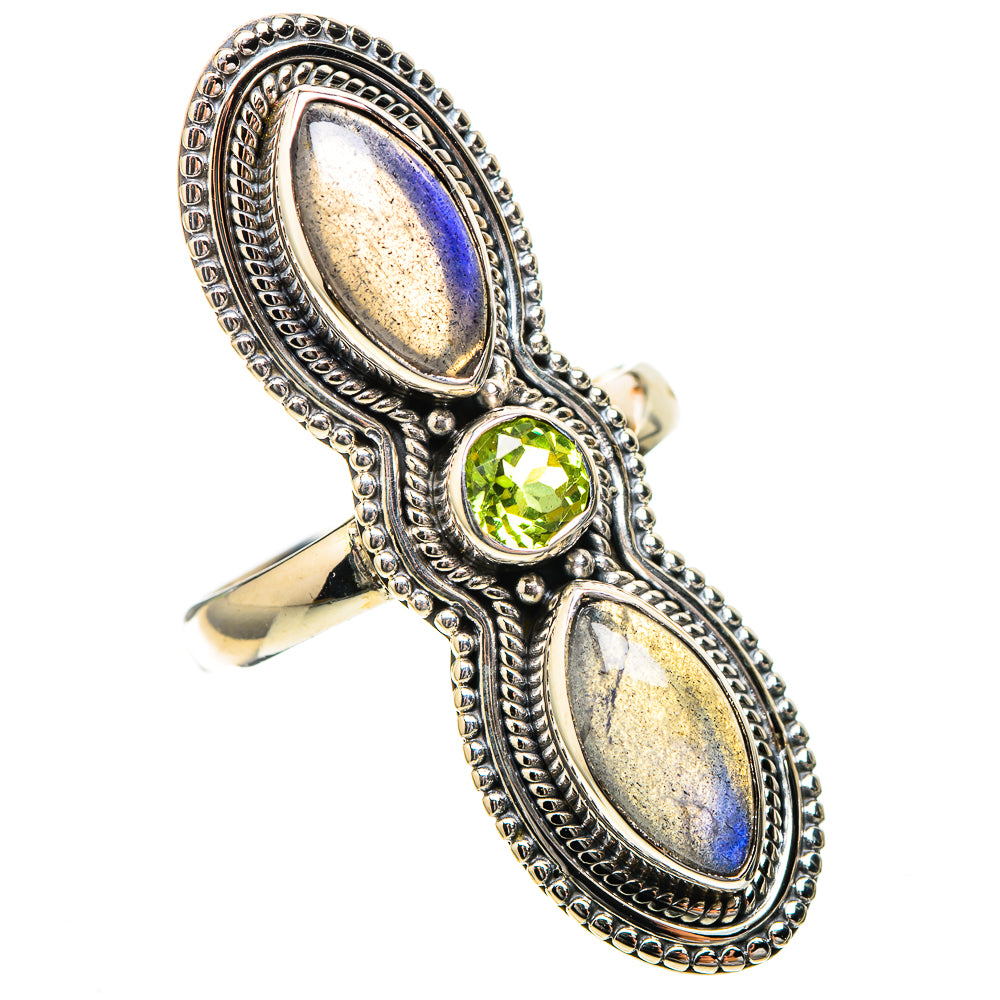 Large Labradorite, Peridot Ring Size 8 (925 Sterling Silver) RING137989