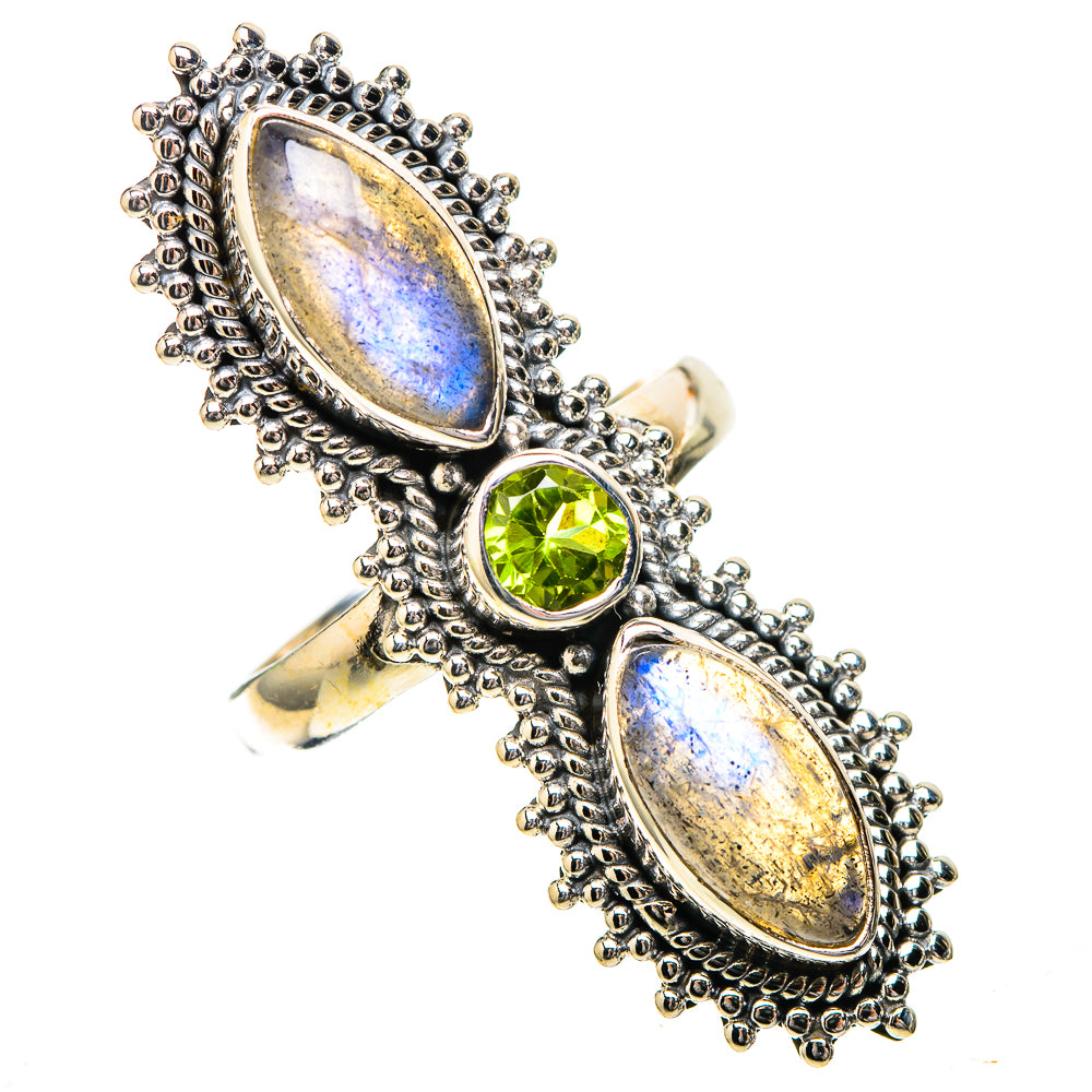 Large Labradorite, Peridot Ring Size 7 (925 Sterling Silver) RING138016