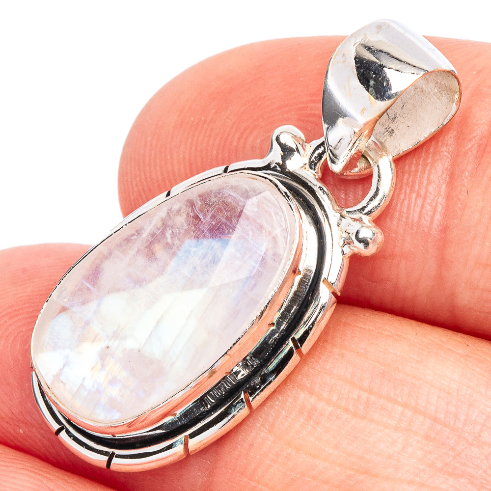 Rainbow Moonstone Pendant 1 1/8" (925 Sterling Silver) P44927