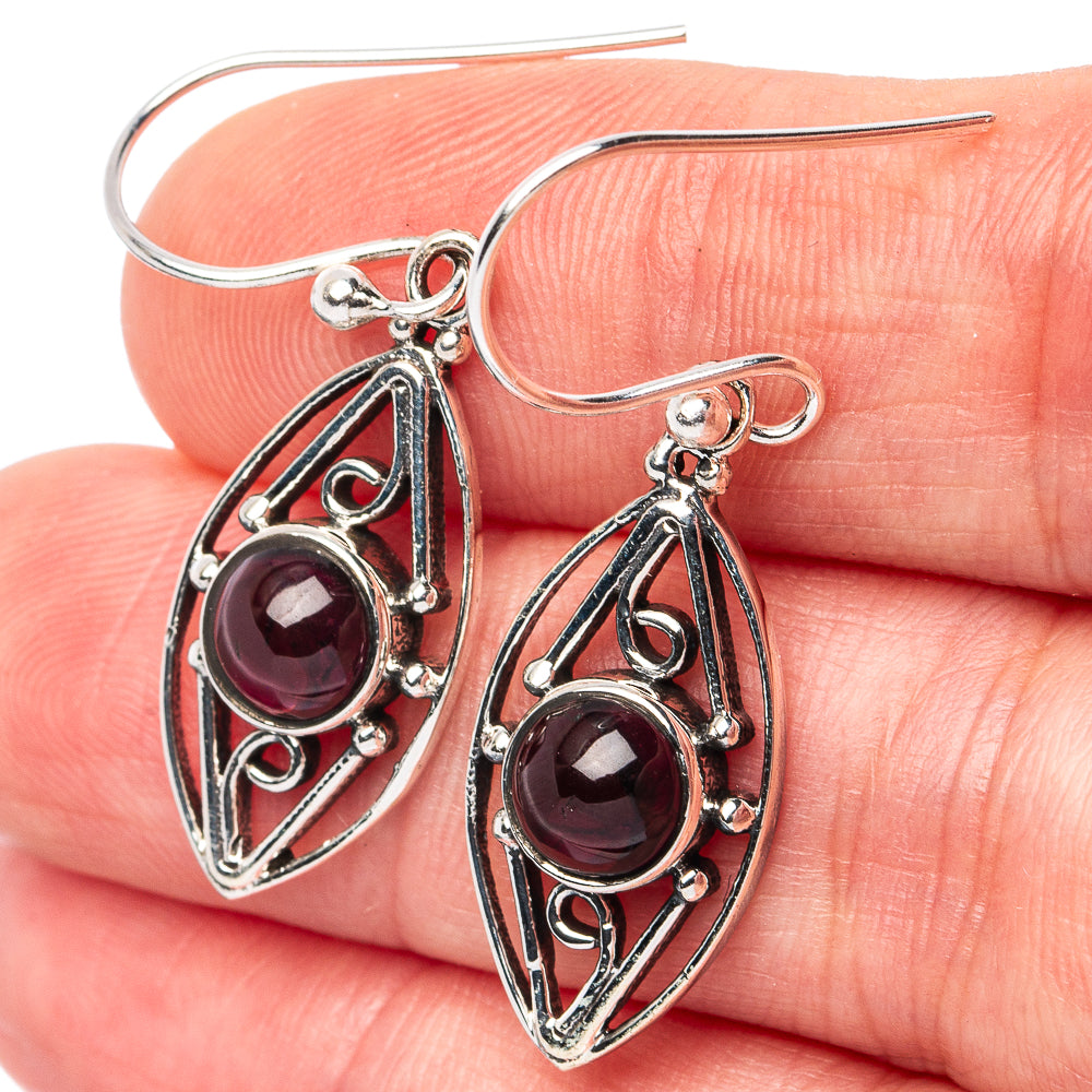 Garnet Earrings 1 1/2" (925 Sterling Silver) E3132