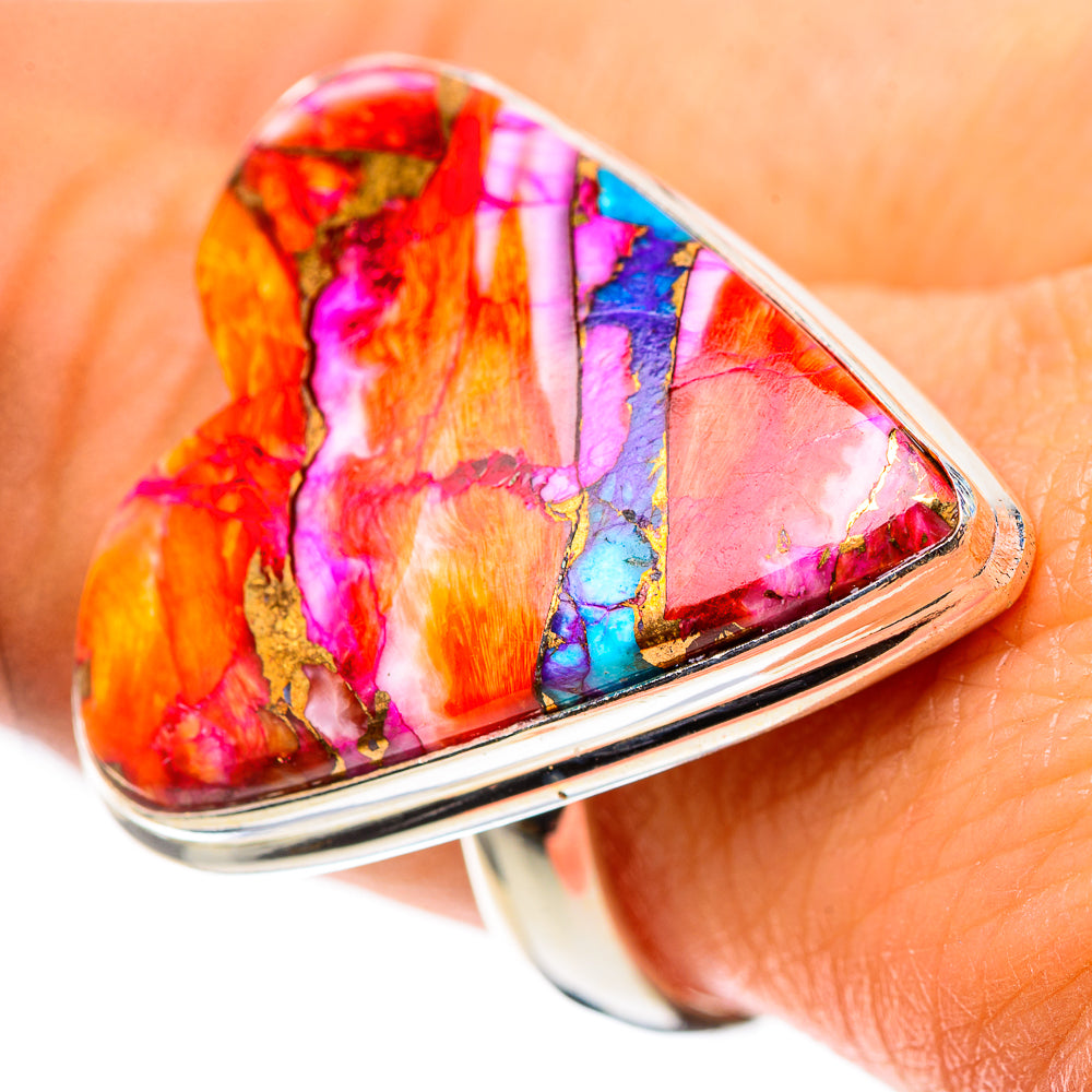 Large Kingman Pink Dahlia Turquoise Ring Size 9.25 (925 Sterling Silver) RING138640