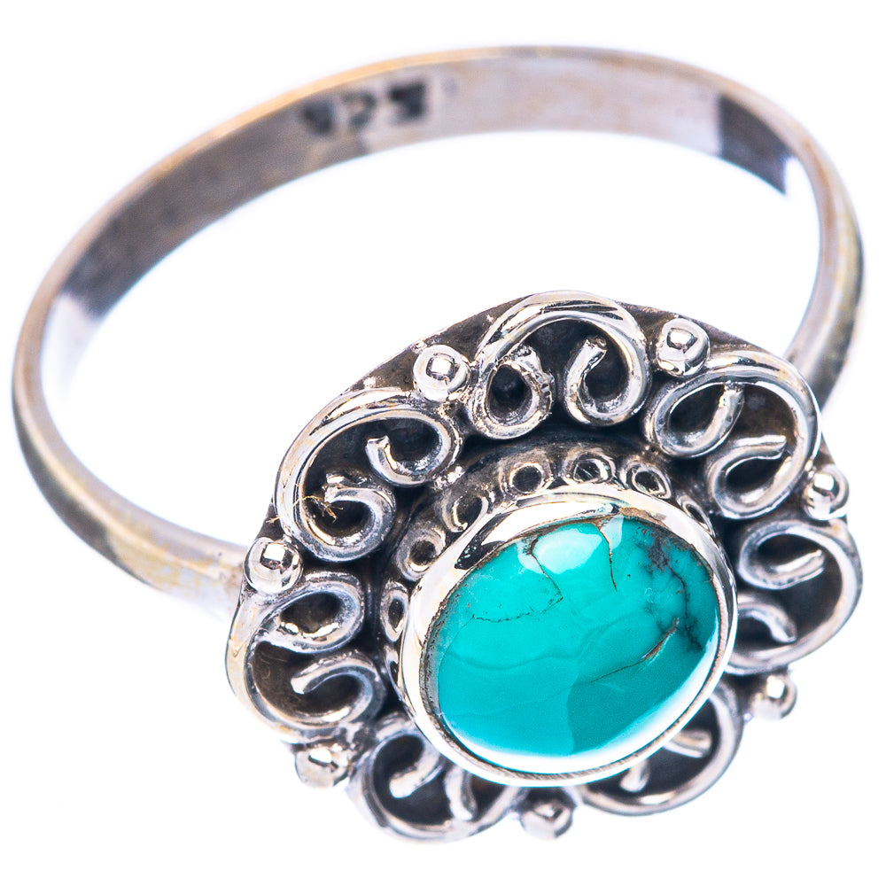 Tibetan Turquoise Ring Size 7.75 (925 Sterling Silver) R5652