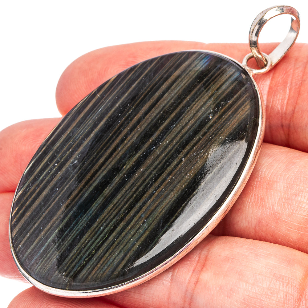 Labradorite Pendant 2 3/8" (Silver Plated)