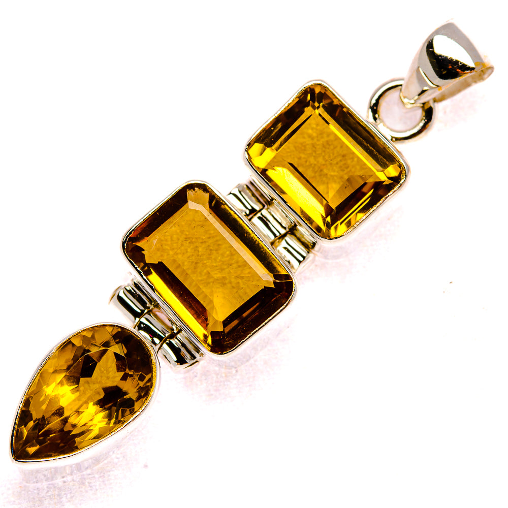 Faceted Citrine Pendant 2" (925 Sterling Silver) PD37938