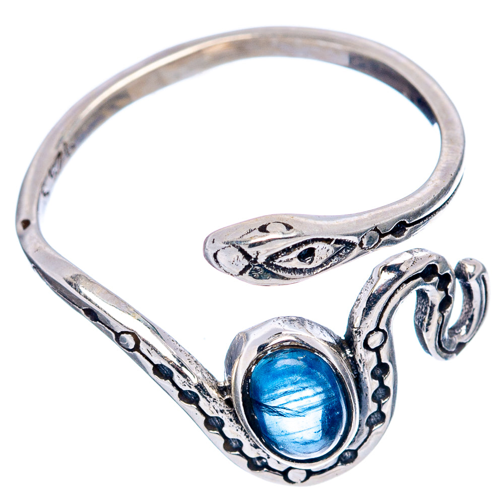 Kyanite Snake Dainty Ring Size 8 Adjustable (.925 Sterling Silver)