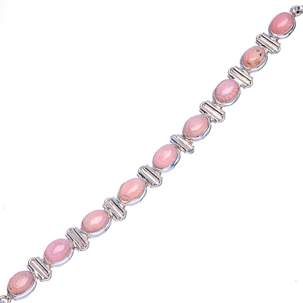 Pink Opal Bracelets 6 1/2 To 7 7/8" (925 Sterling Silver) B90368