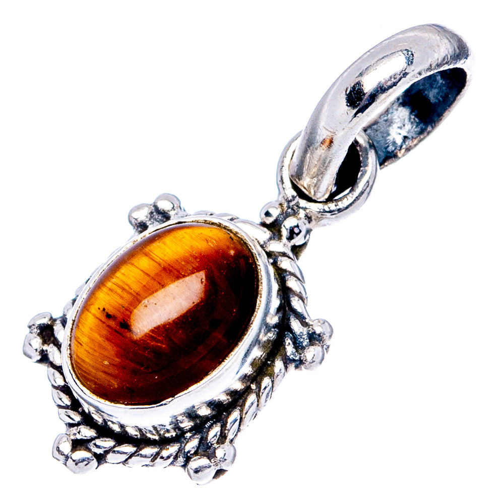Dainty Tiger's Eye Pendant 7/8" (.925 Sterling Silver)