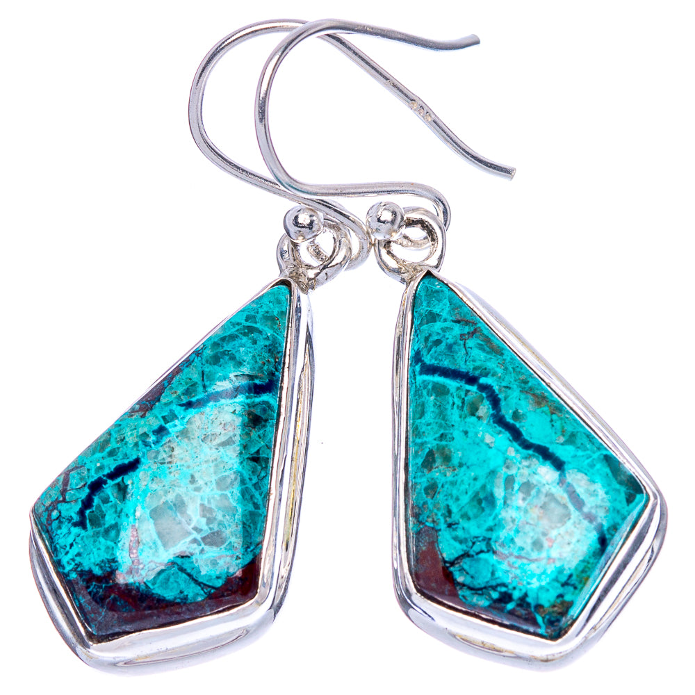 Shattuckite Earrings 1 1/2" (925 Sterling Silver) E1103