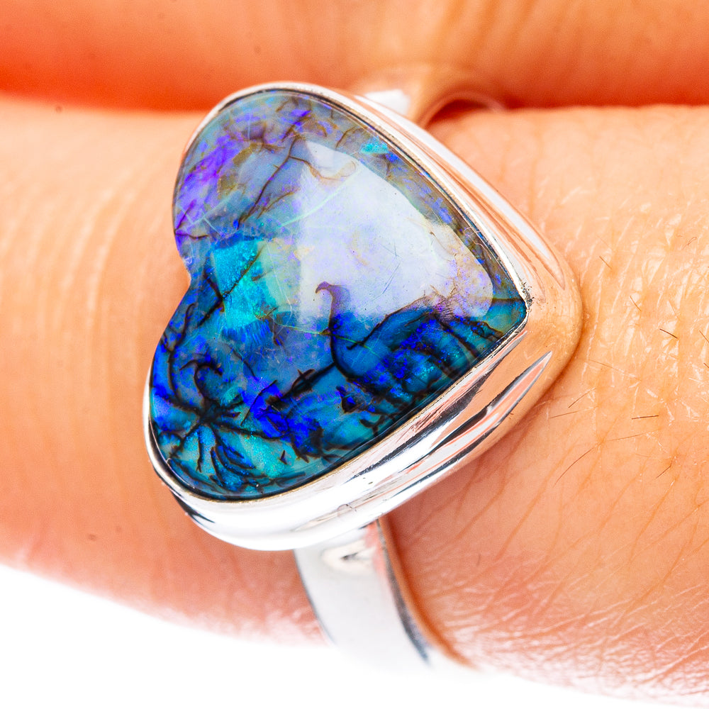 Rare Sterling Opal Heart Ring Size 8.25 (925 Sterling Silver) R3367